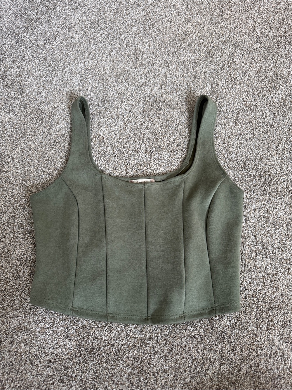 Olive Green Cropped Tank Top